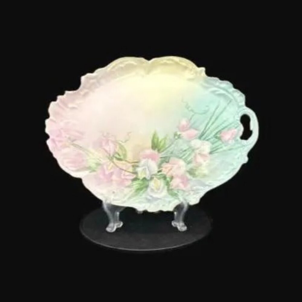 Vintage Limoges France Floral Sweet Pea Gold Trimmed Oval Platter - Picture 6 of 11